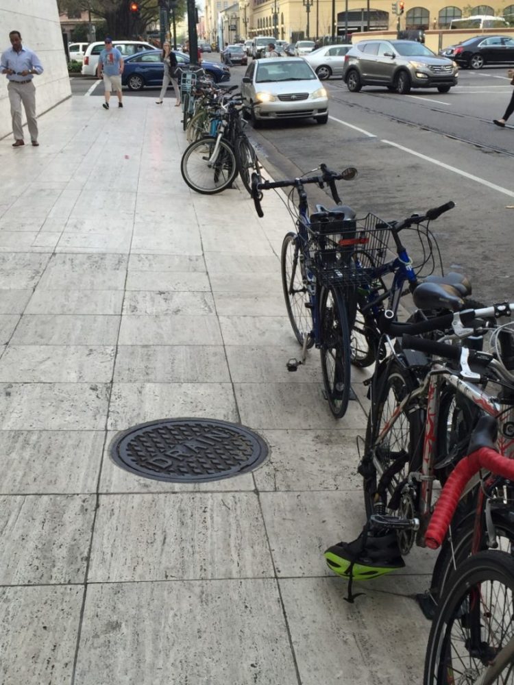 Bicycles outside One Shell Square in New Orleans. Photo by Ben Kora.